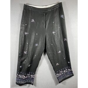 Carroll Reed‎ Linen Capri Pants Women's Embroidered Size 12